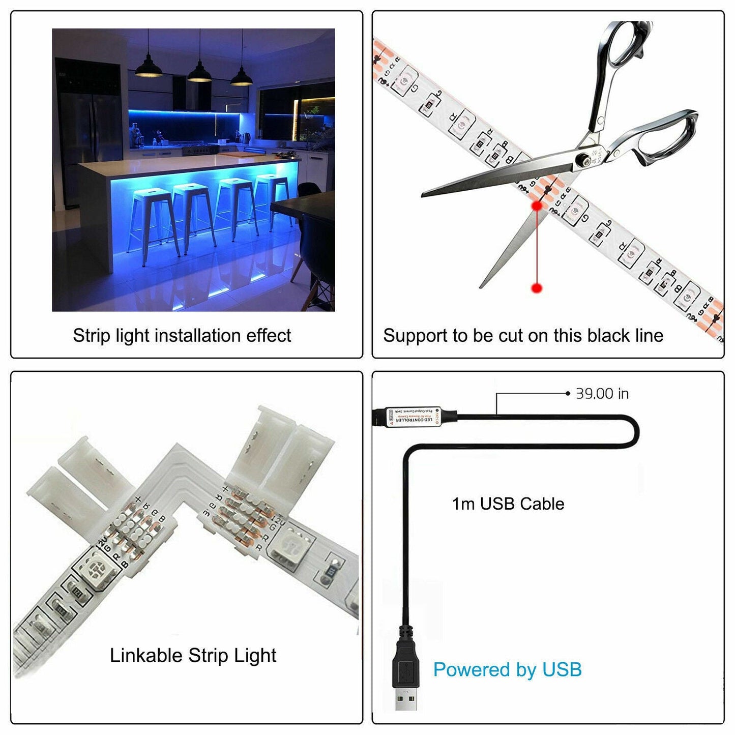 Smart RGB TV Backlight LED Strip – 24-Key Remote Control.